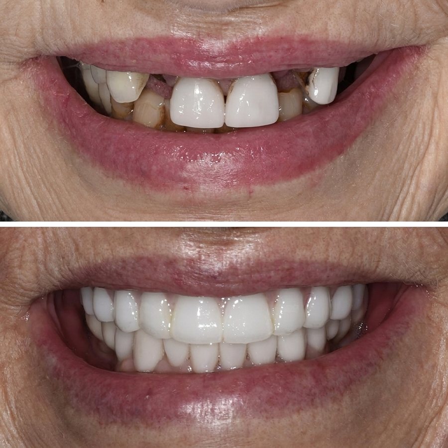 Antes y después de un caso complejo de implantes