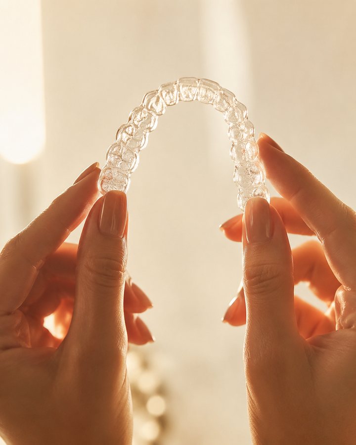 Alineador transparente en la mano